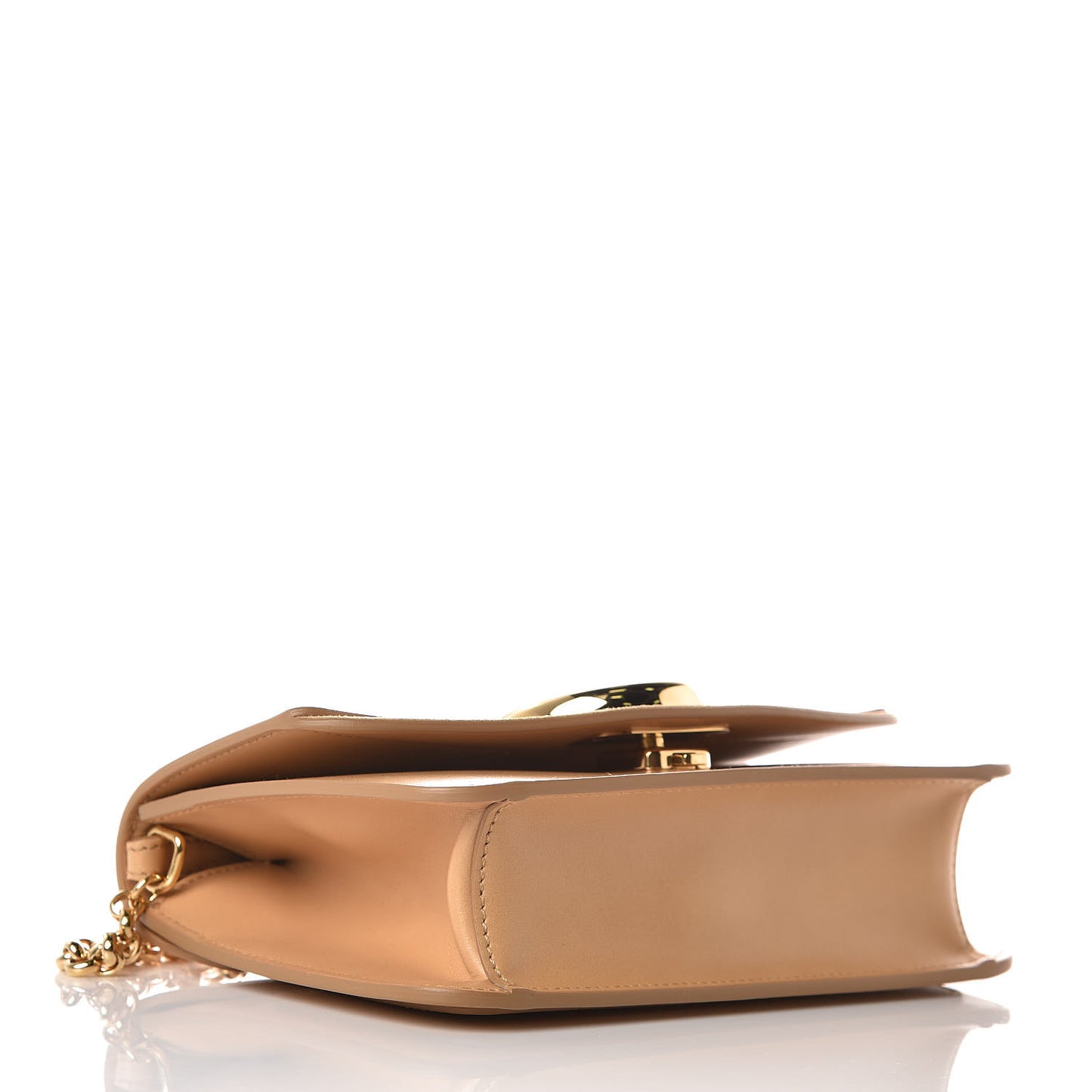 Calfskin Suede C Clutch With Chain Bleached Brown