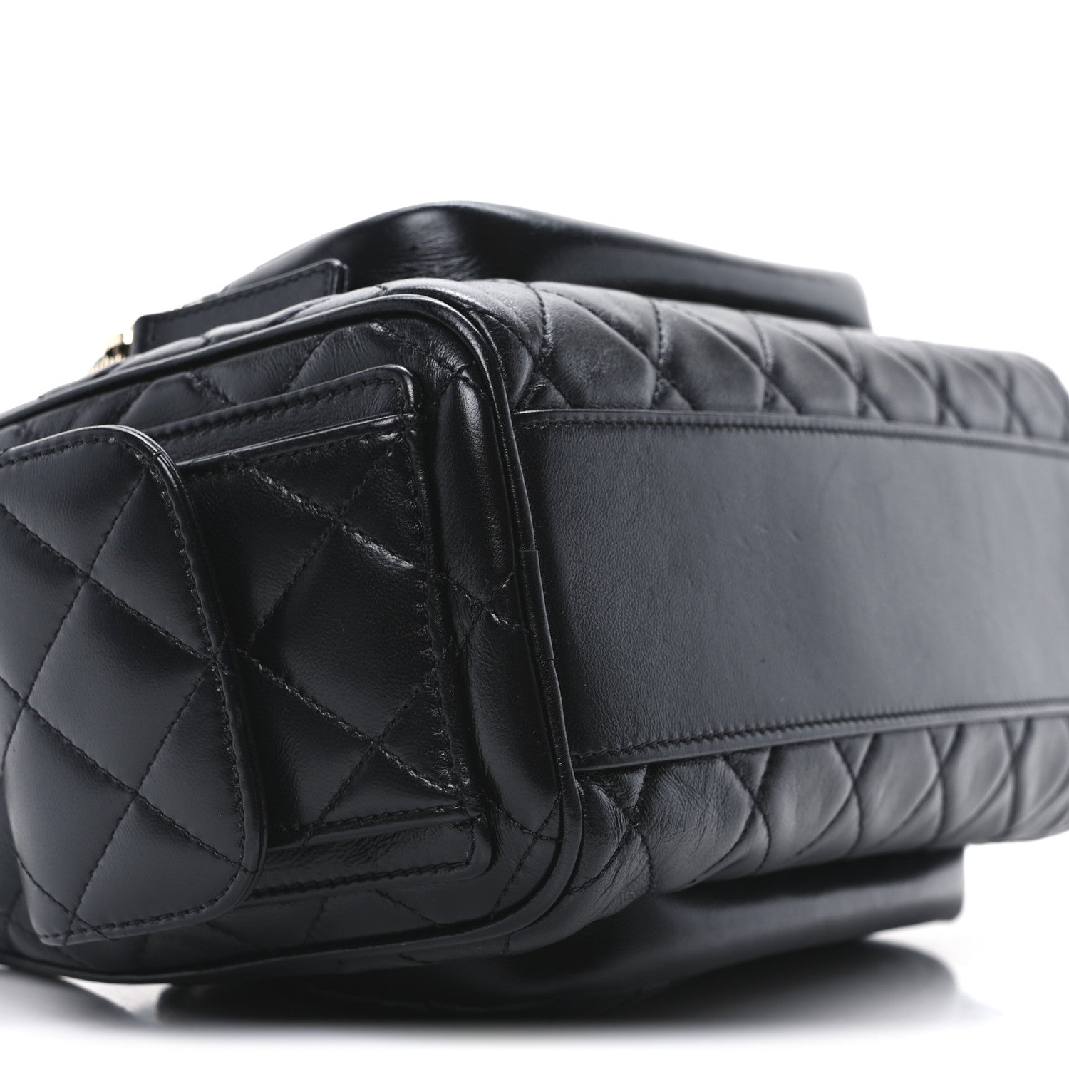 Chanel Shiny Crumpled Lambskin Quilted Medium Preppy Pocket Camera Case Black 9 of 10