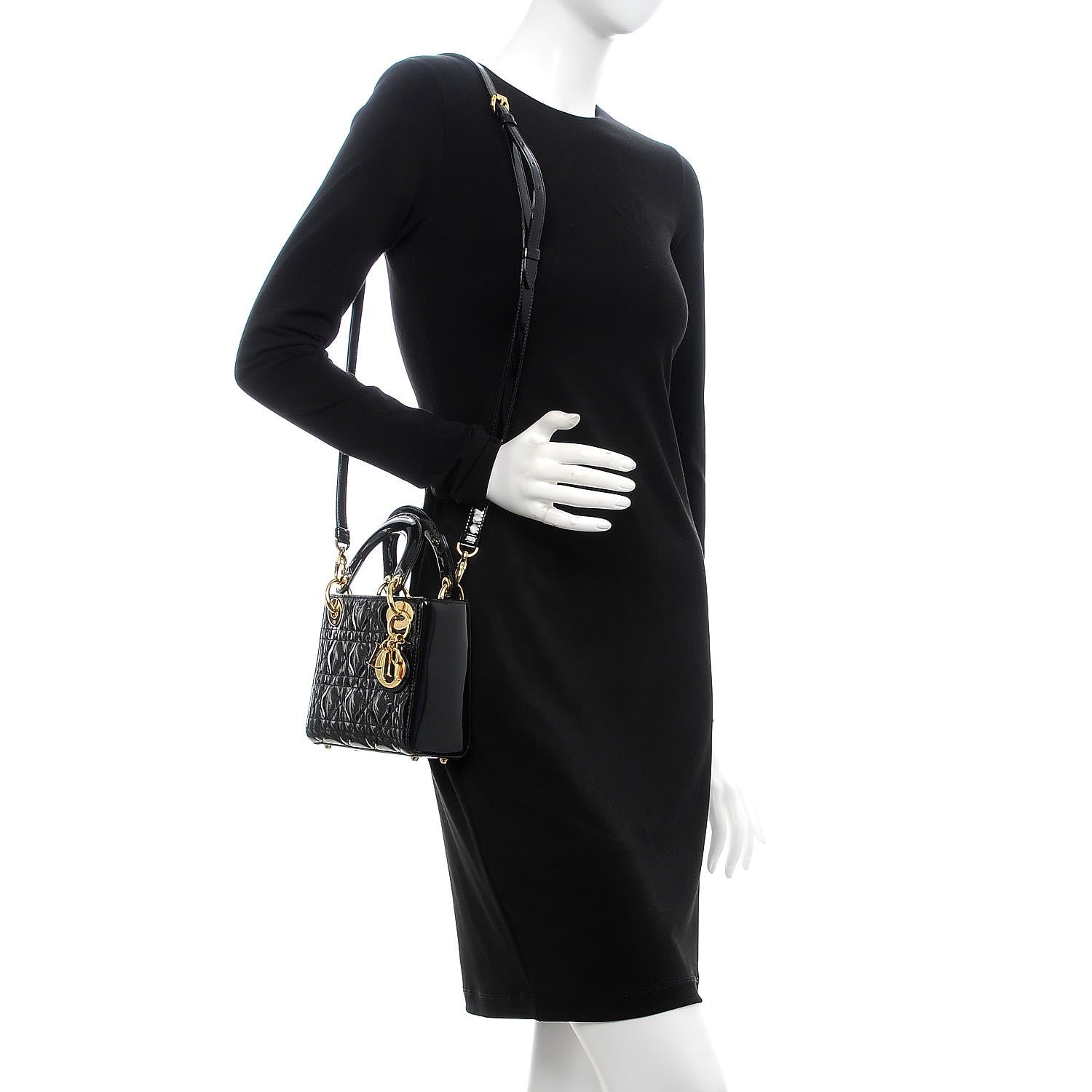 Christian Dior Patent Cannage Mini Lady Dior Black 2 of 6