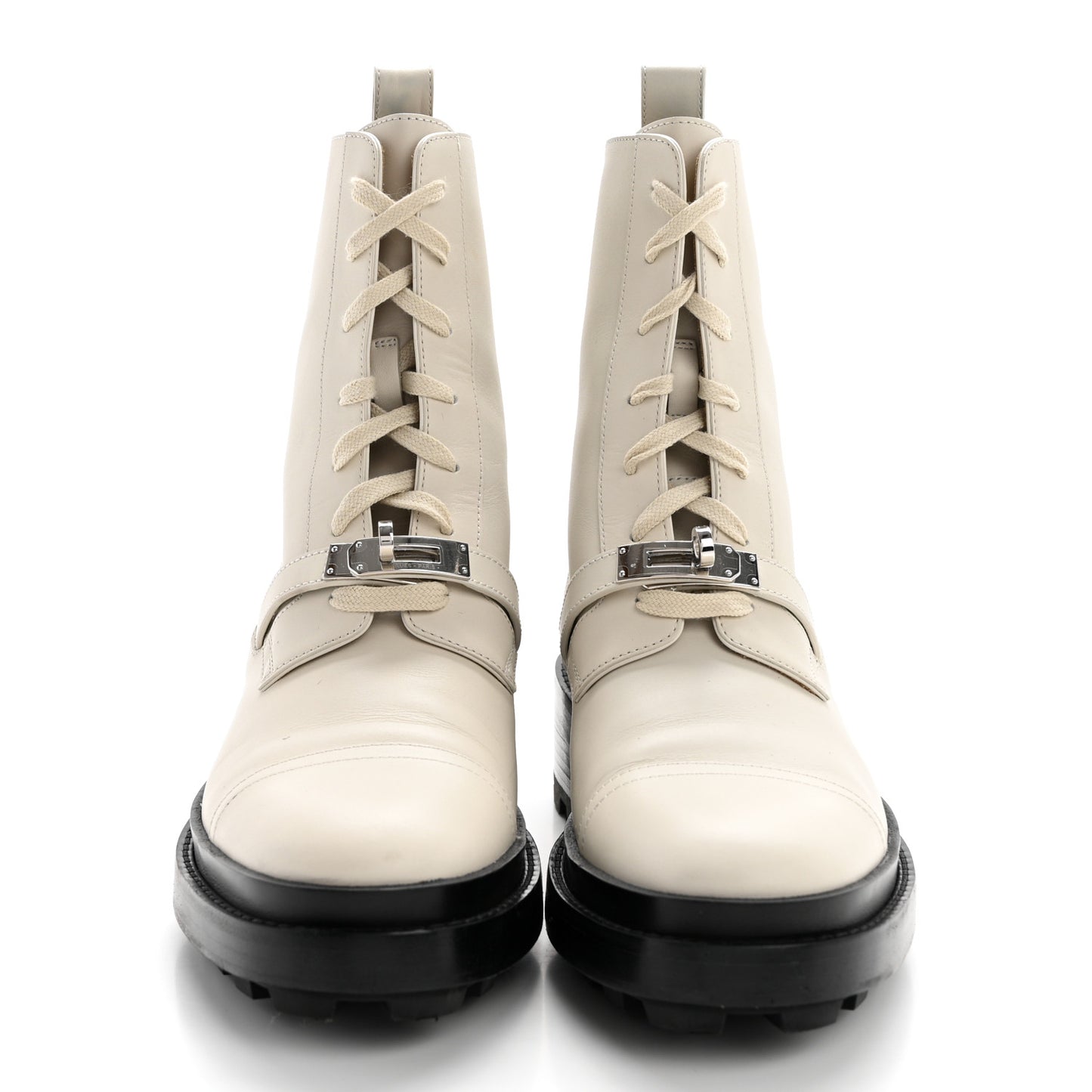 Glossed Calfskin Funk Ankle Boots 39 Beige Glaise