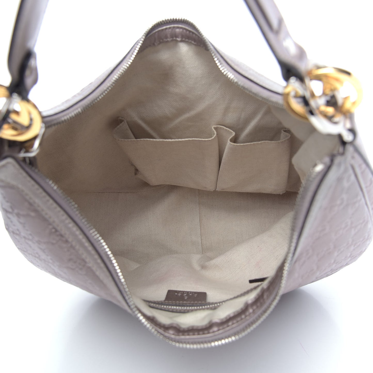 Metallic Guccissima Medium GG Twins Hobo Mauve