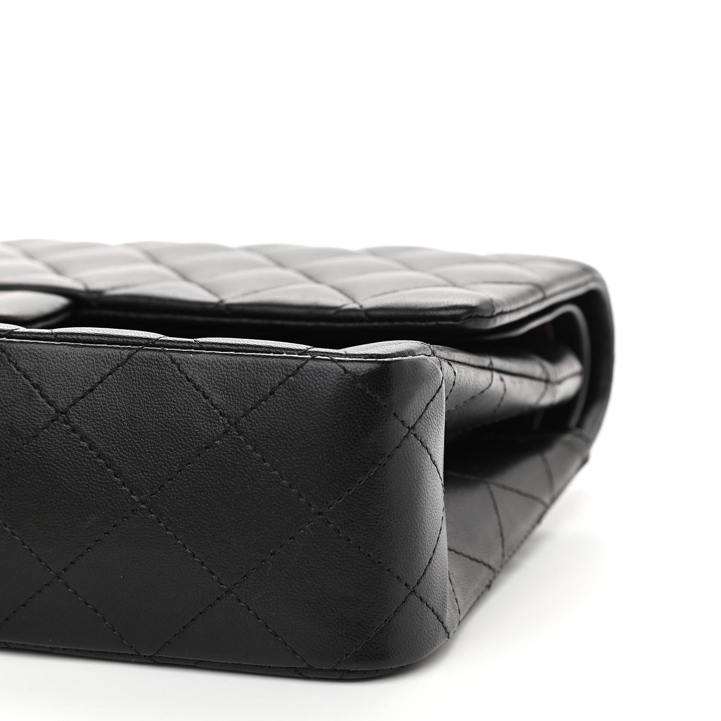 Lambskin Quilted Medium Double Flap Black