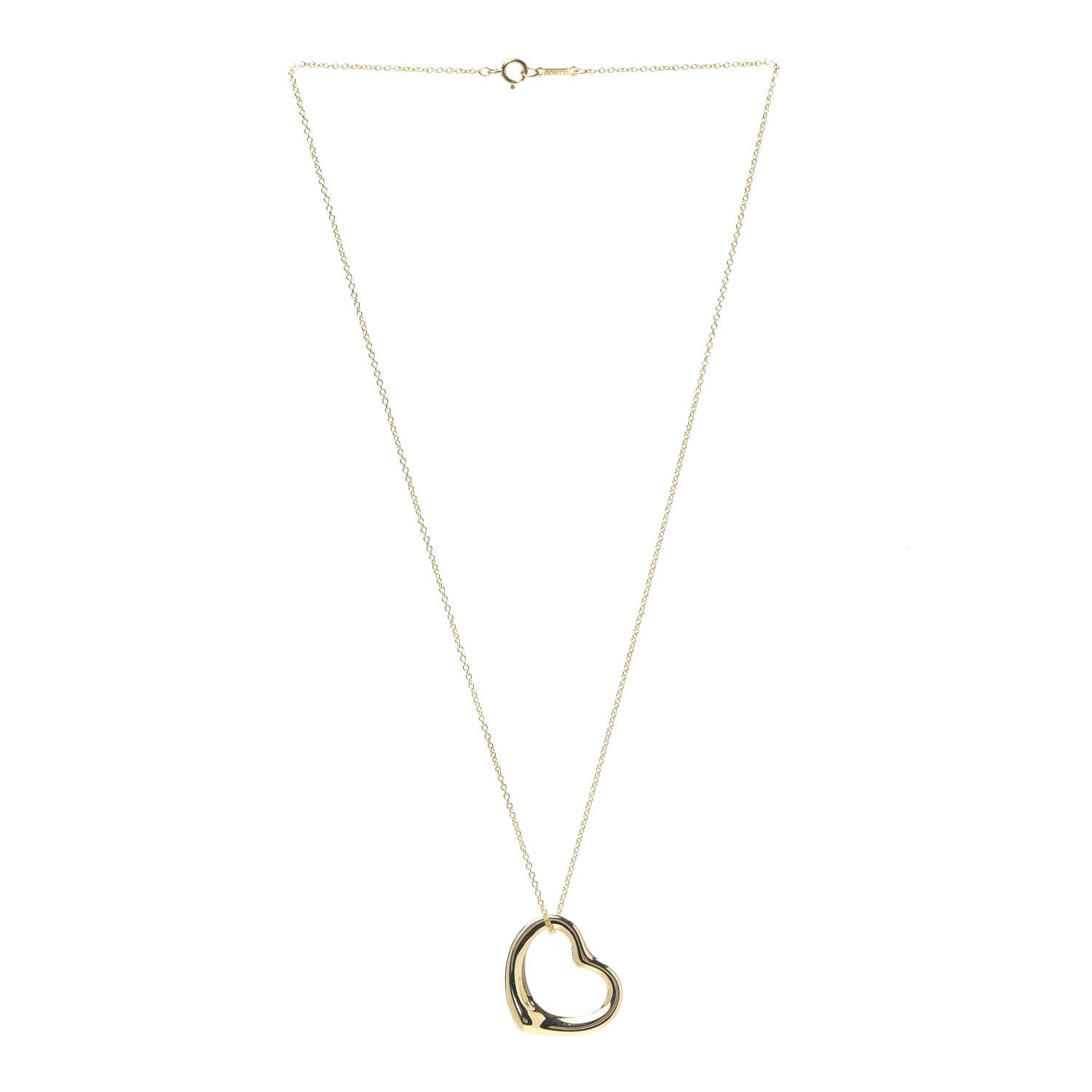 Tiffany 18K Yellow Gold 22mm Elsa Peretti Open Heart Pendant Necklace 3 of 6