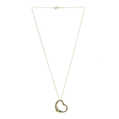 Tiffany 18K Yellow Gold 22mm Elsa Peretti Open Heart Pendant Necklace 3 of 6