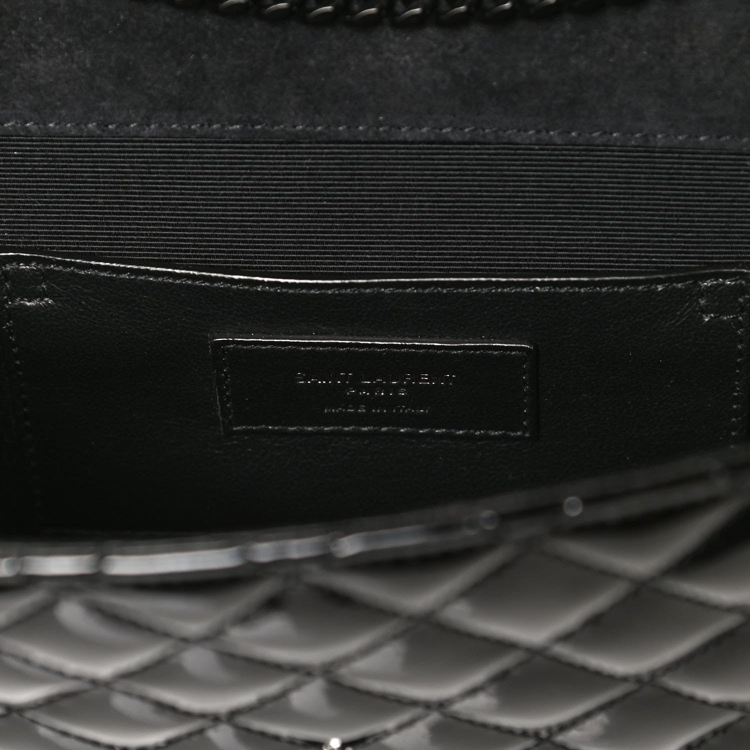 Saint Laurent Patent Mixed Matelasse Triquilt Small Monogram Satchel Black 6 of 11