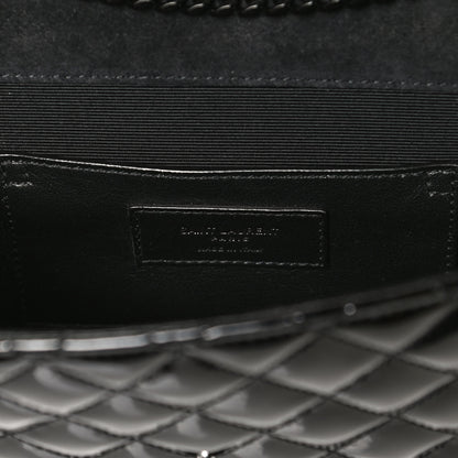 Saint Laurent Patent Mixed Matelasse Triquilt Small Monogram Satchel Black 6 of 11