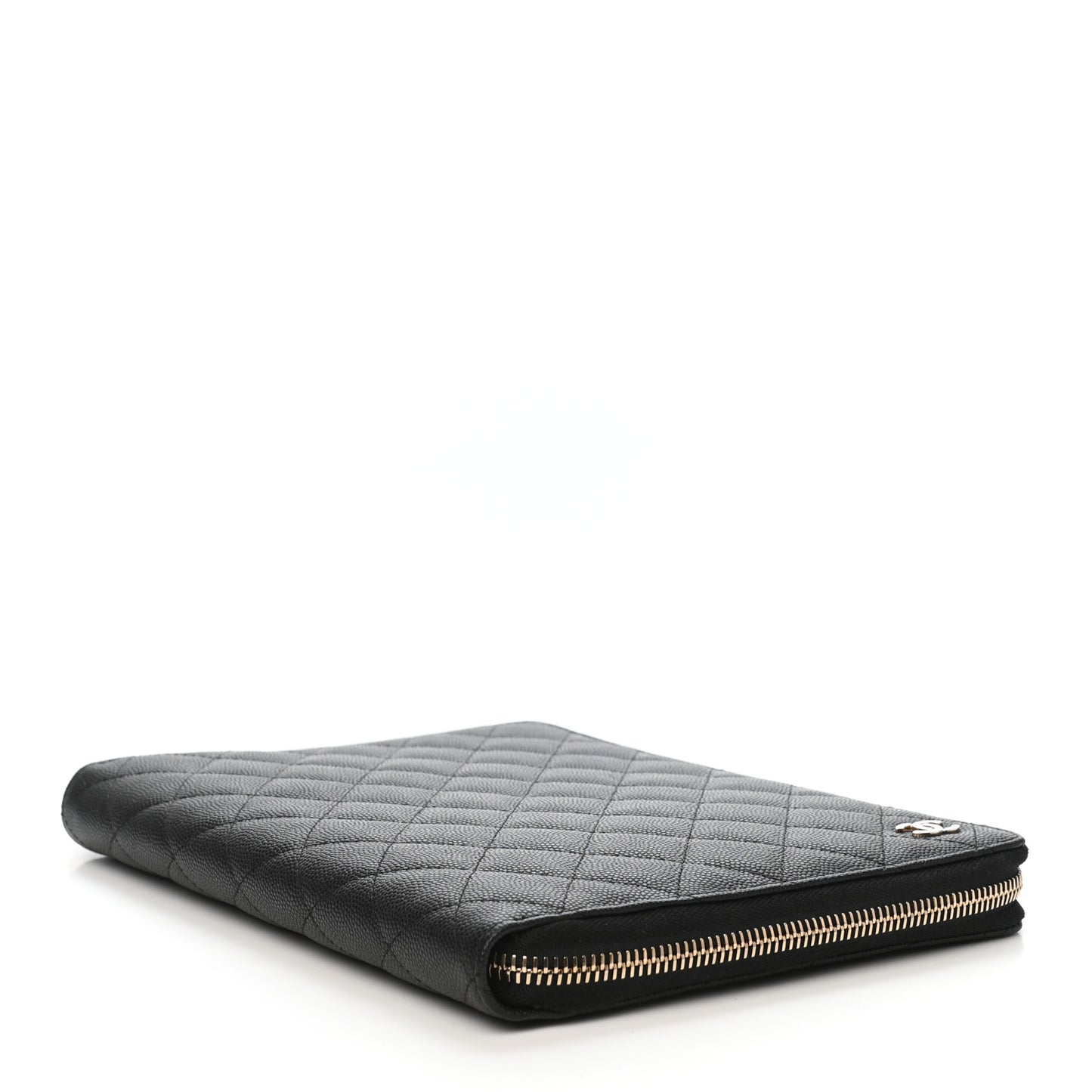 Caviar Quilted Zip Around Notebook Agenda Cover Black