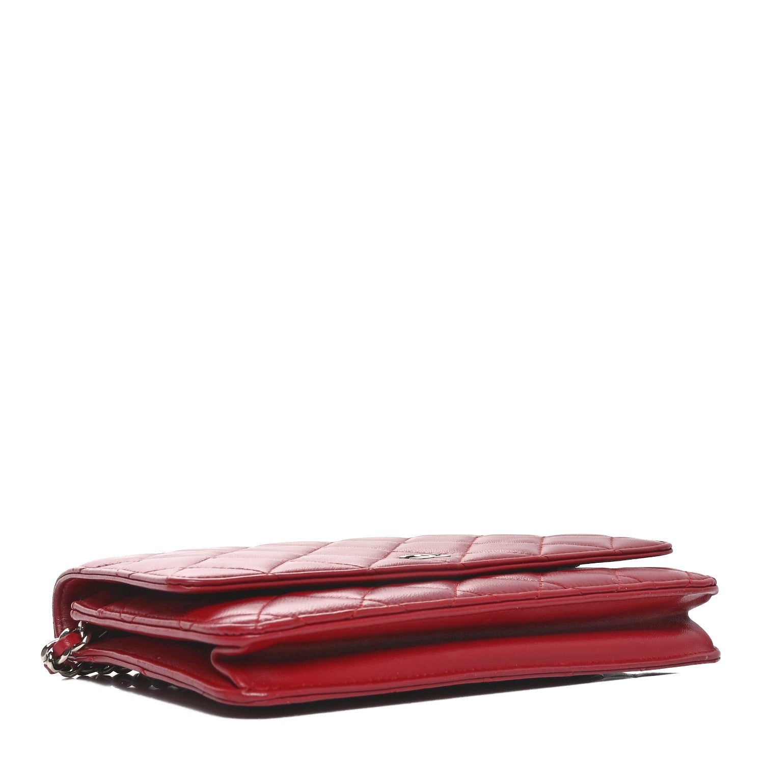 Chanel Lambskin Quilted Wallet On Chain WOC Red 4 of 11