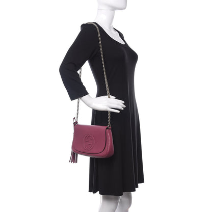 Gucci Pebbled Calfskin Medium Soho Flap Crossbody Peonia Flower 3 of 10