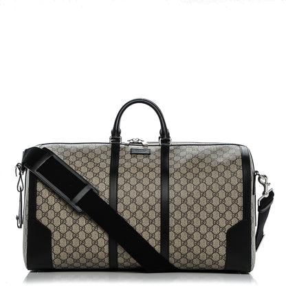 Gucci GG Supreme Monogram Selleria Calfskin Large Duffle Beige Ebony Black 1 of 6