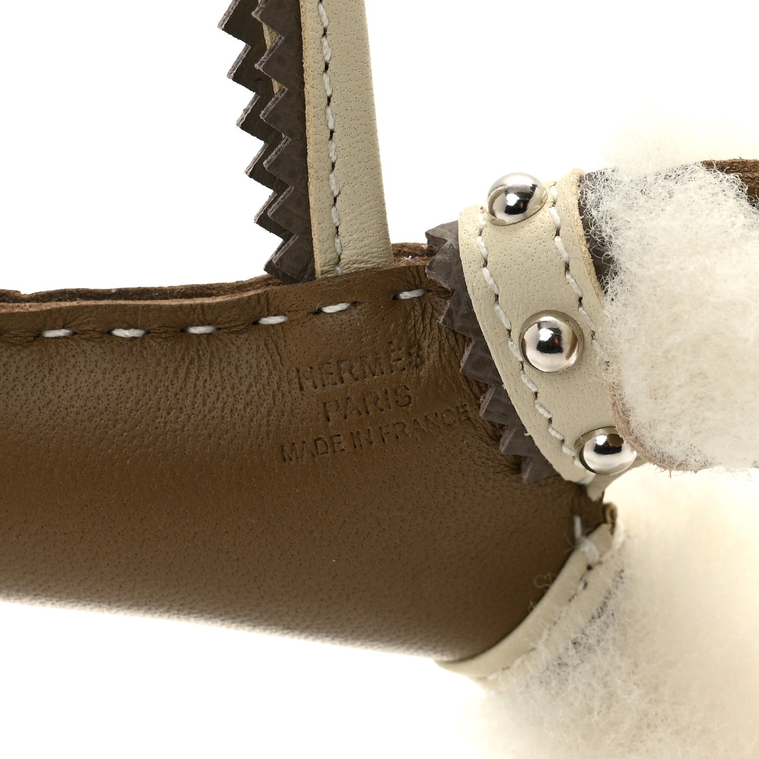 Hermes Milo Lambskin Epsom Shearling Budy Apic Charm Ecru Etoupe Craie 3 of 5
