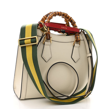 Gucci Textured Dollar Calfskin Web Small Diana Tote Bag Mystic White 3 of 10