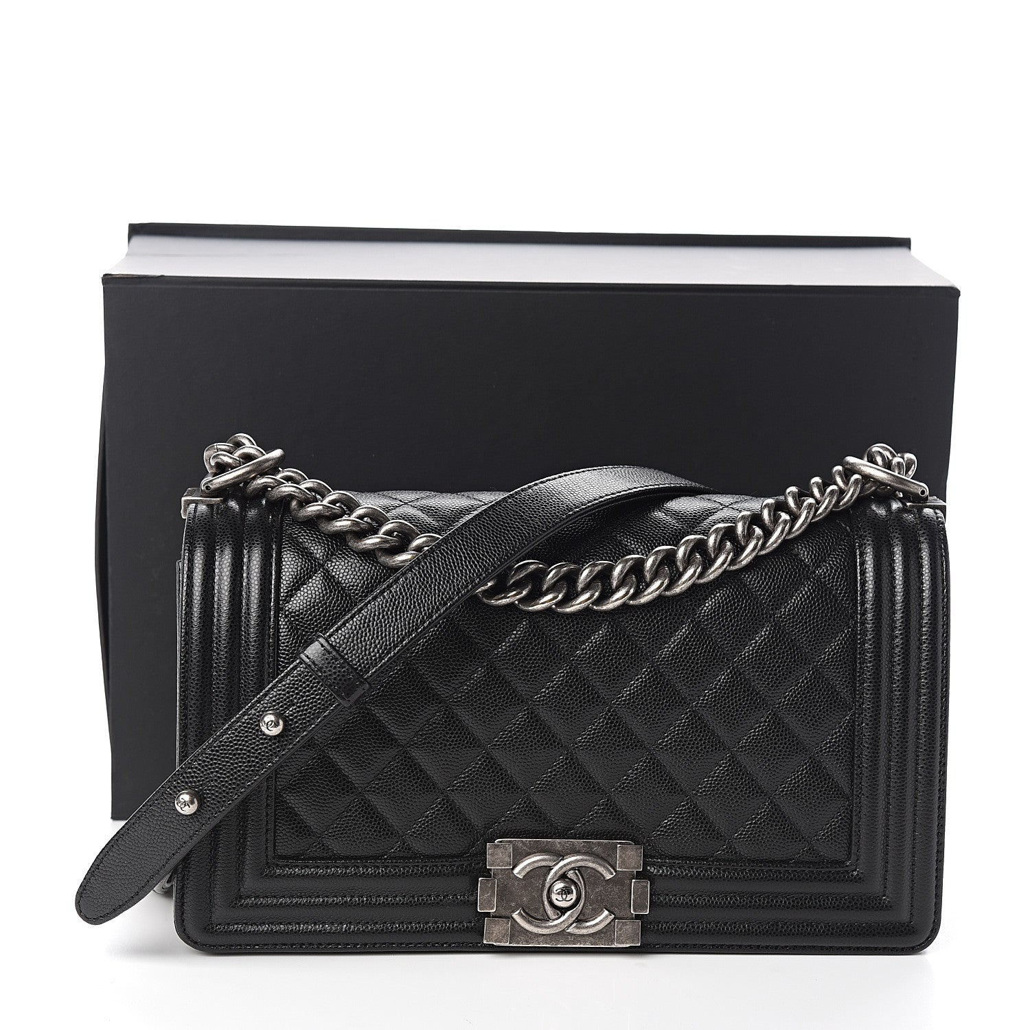 Chanel Caviar Quilted Medium Boy Flap Black 12 of 12