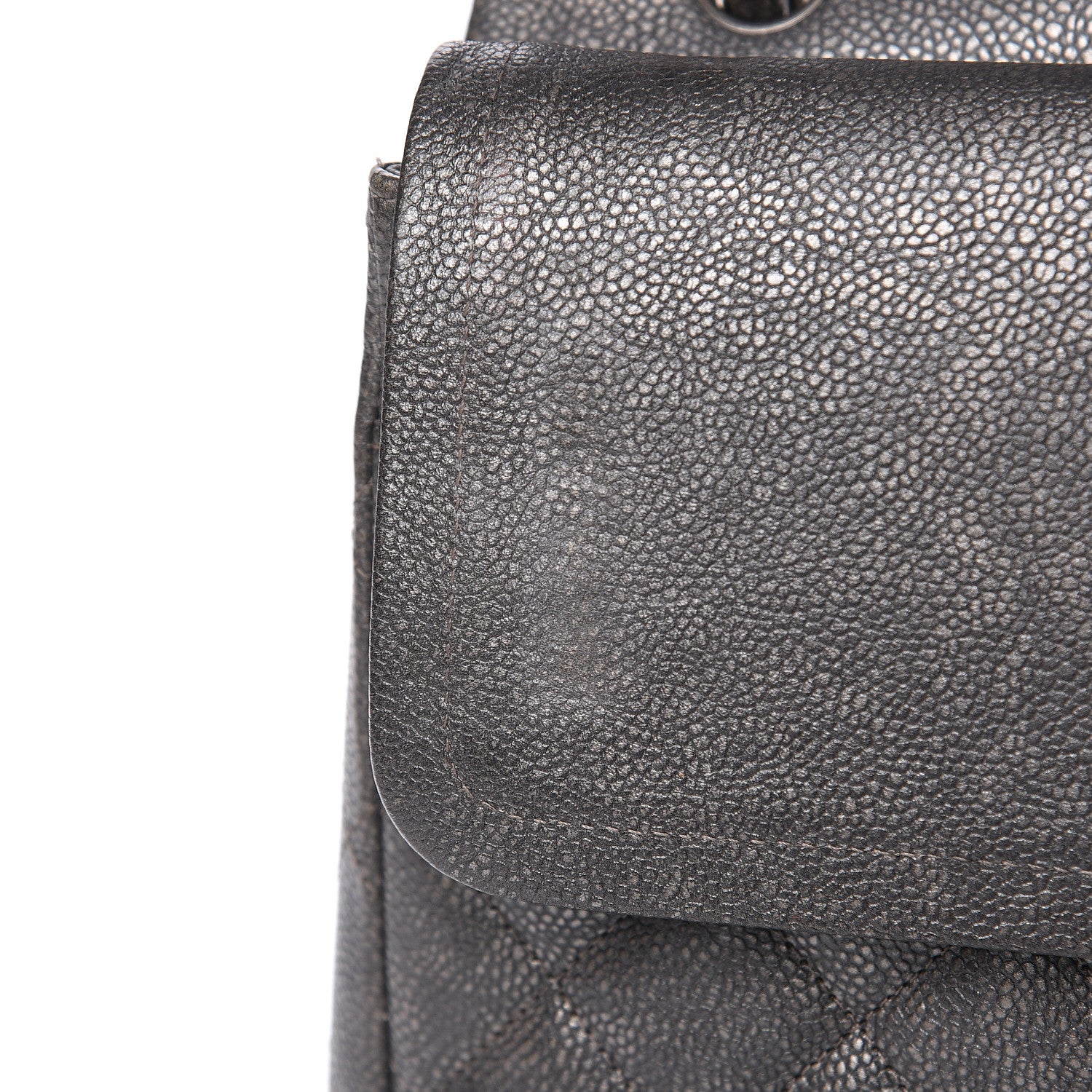 Chanel Metallic Caviar Quilted Maxi Double Flap Charcoal 12 of 17