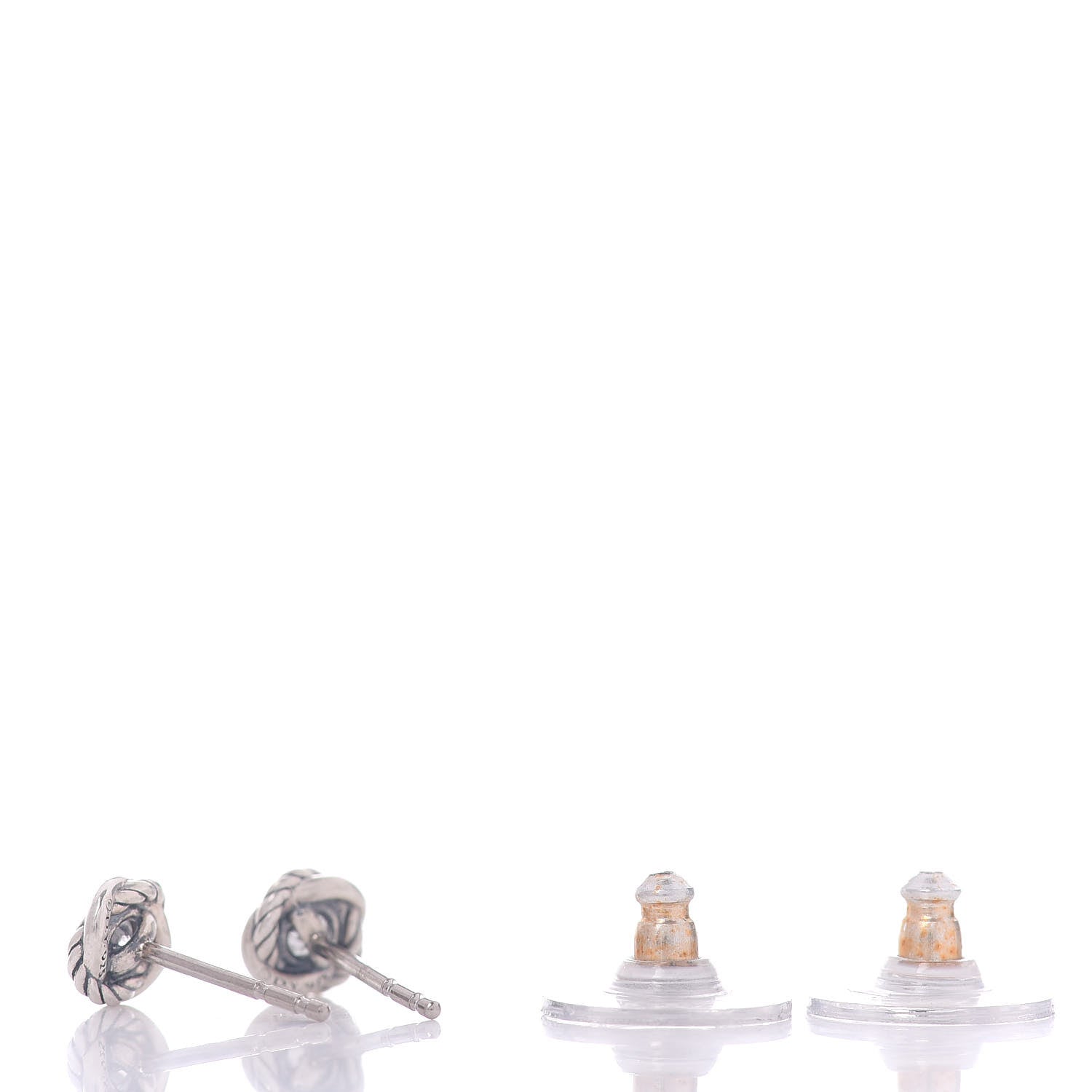 David Yurman Sterling Silver Diamond 7mm Infinity Stud Earrings 3 of 4