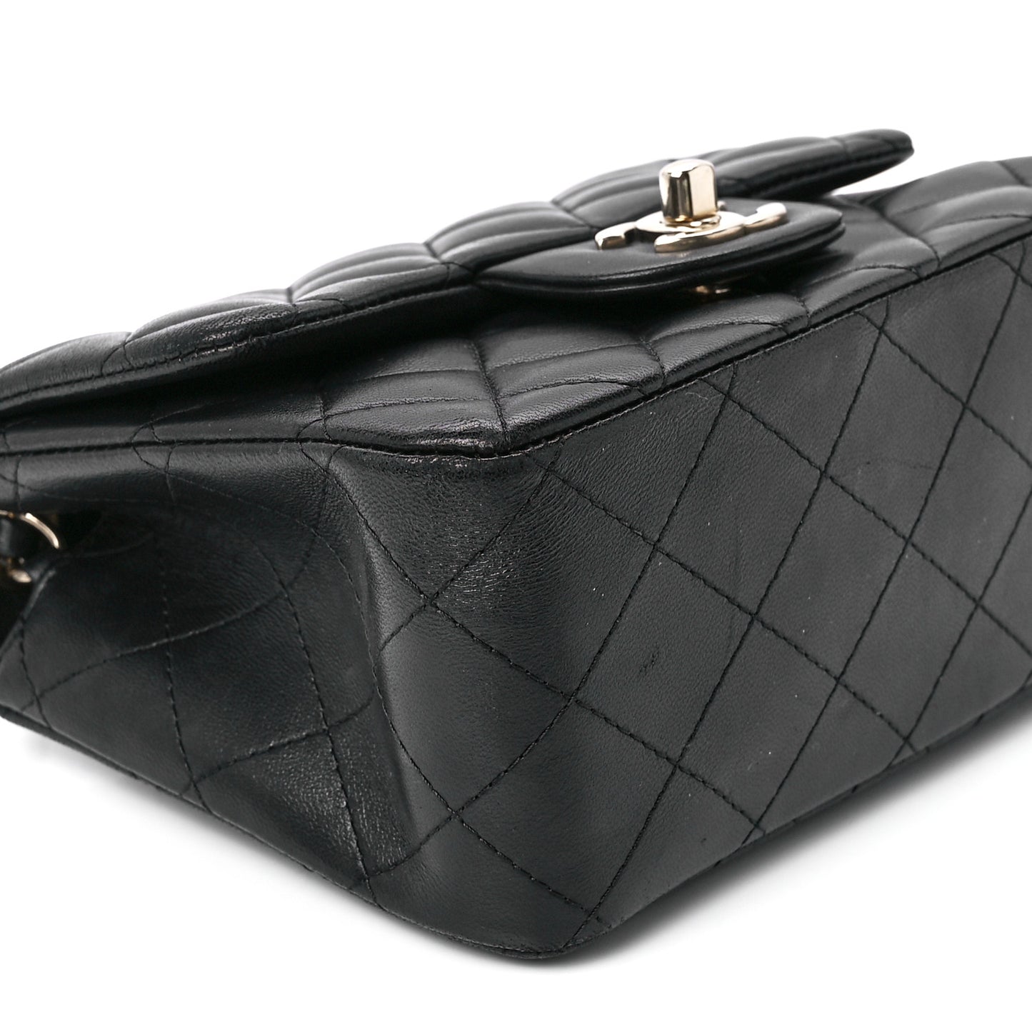 Lambskin Quilted Mini Square Flap Black