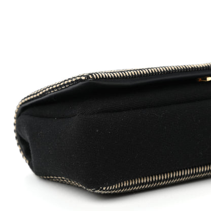 Saint Laurent Cotton Embroidered Rive Gauche Noe Chain Bag Black Beige 8 of 9