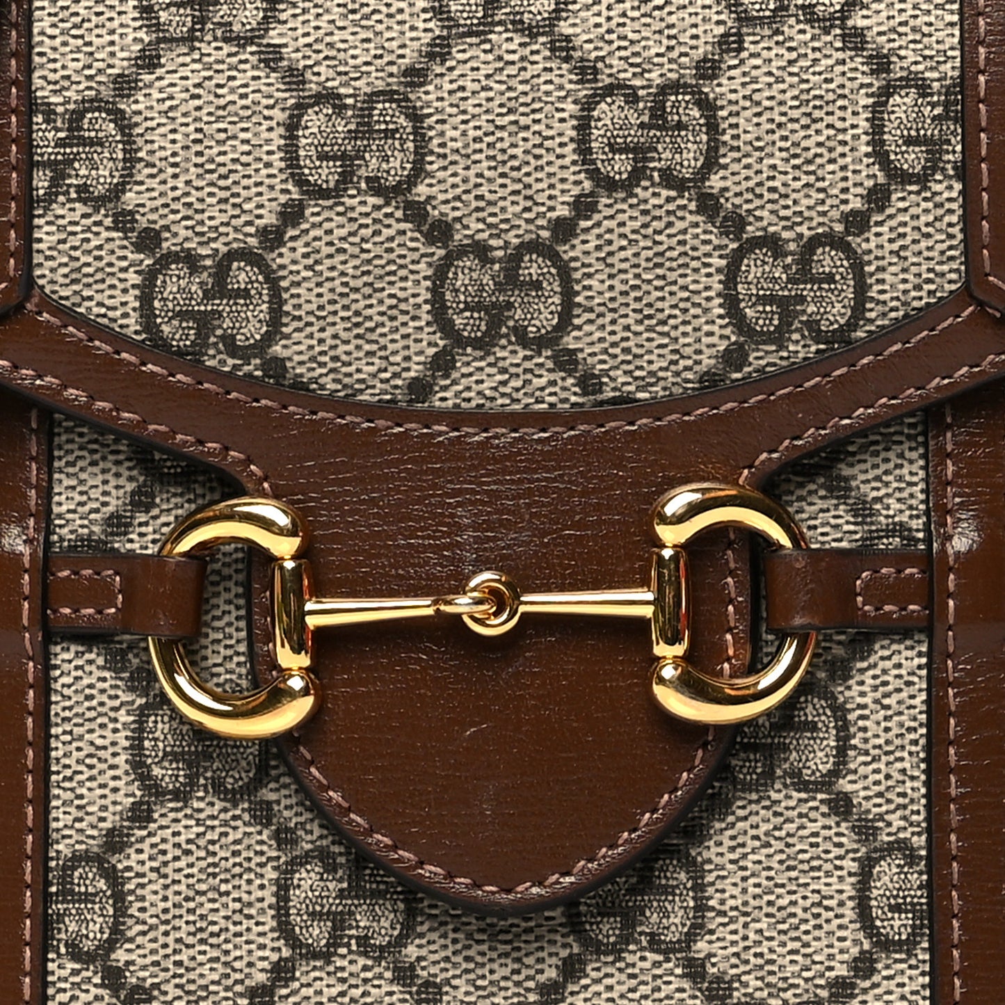 GG Supreme Monogram Mini Horsebit 1955 Crossbody Bag Beige Brown Sugar