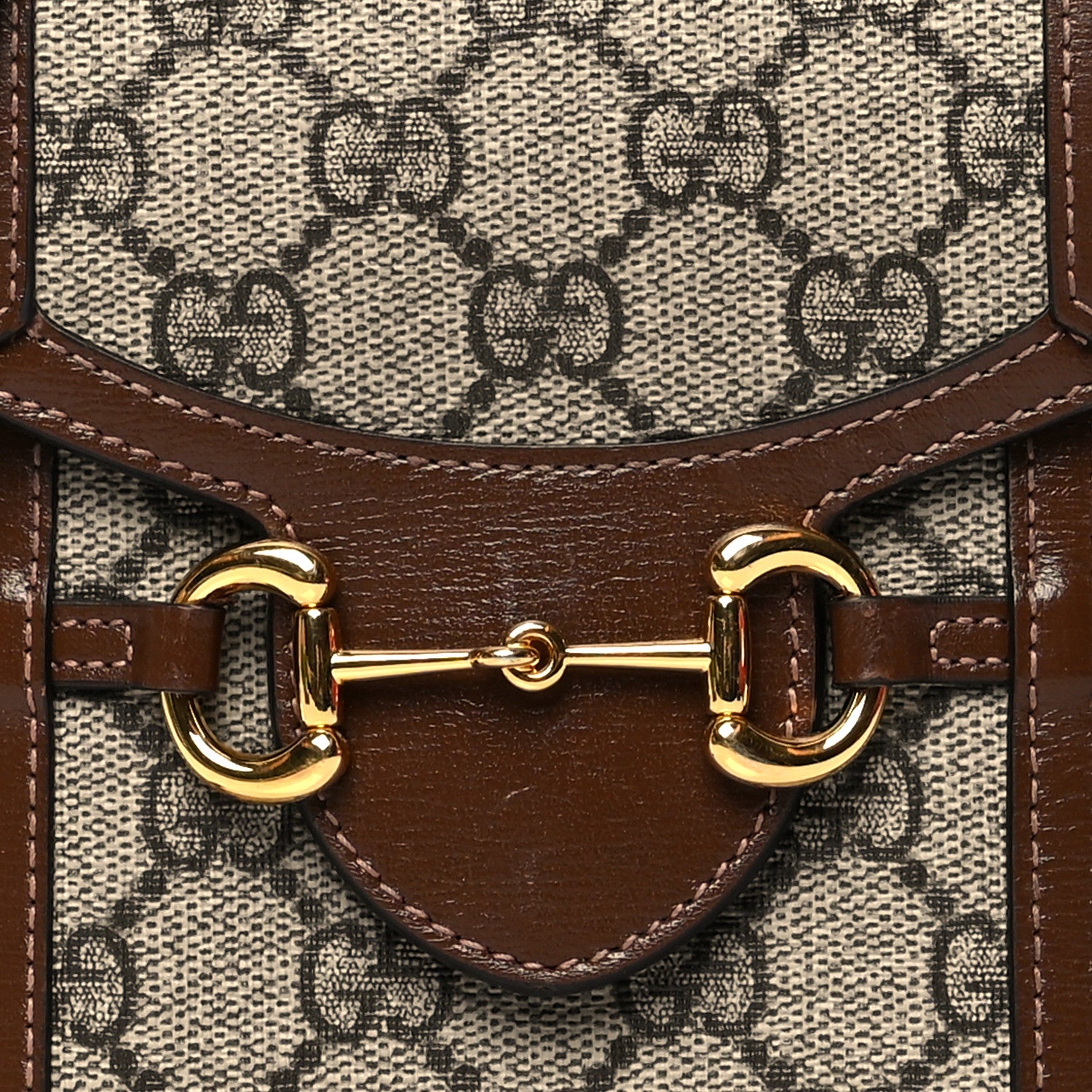 Gucci GG Supreme Monogram Mini Horsebit 1955 Crossbody Bag Beige Brown Sugar 7 of 13