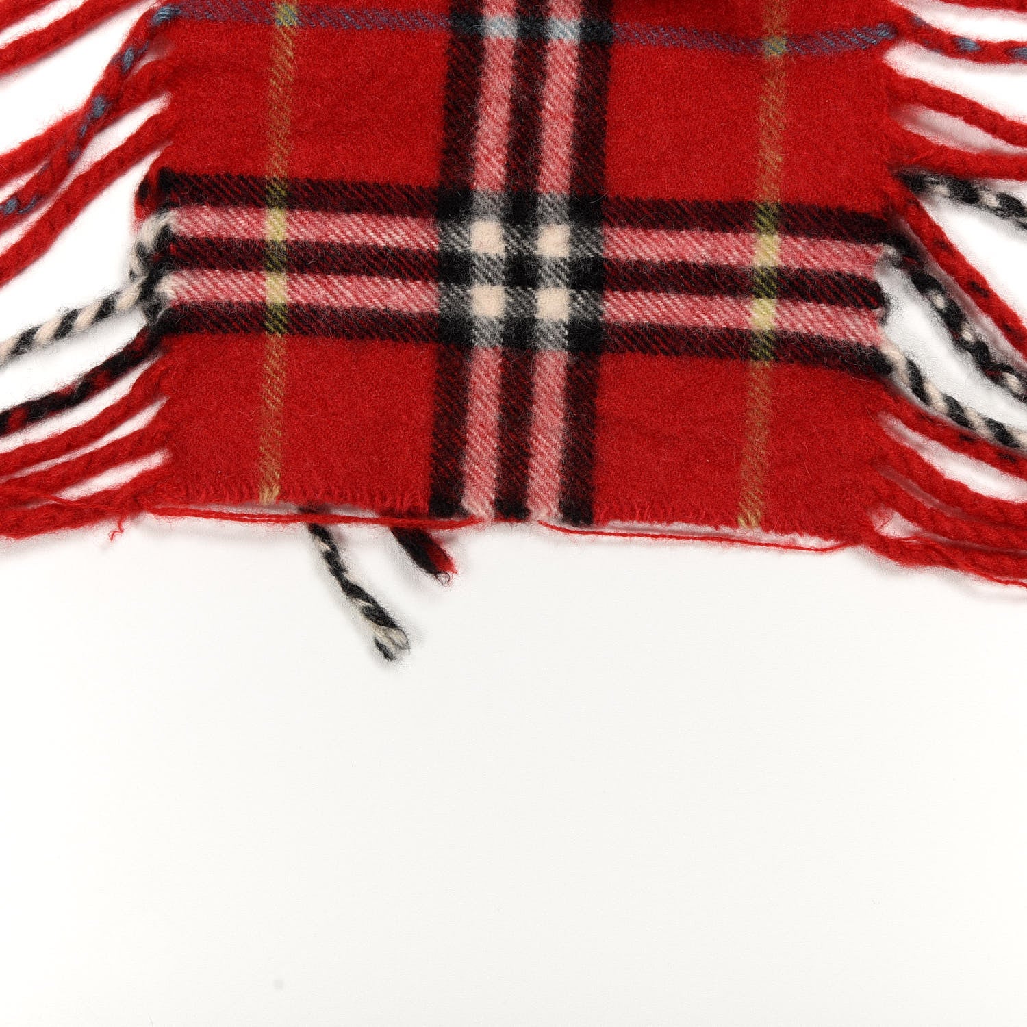 Burberry Cashmere Check Happy Fringe Scarf Red 4 of 4