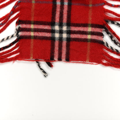 Burberry Cashmere Check Happy Fringe Scarf Red 4 of 4