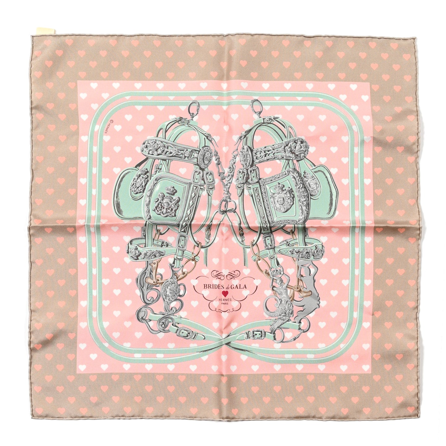 Silk Brides De Gala Love Pocket Square Beige Rose Dragee Vert Amande