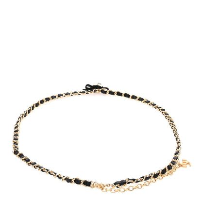 Chanel Calfskin Crystal Chain Camellia Belt Black Gold 2 of 4