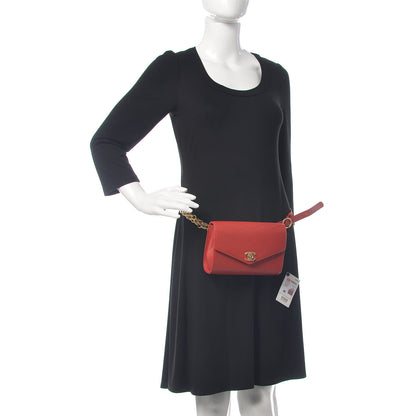 Chanel Calfskin Chevron Stitched Coco Waist Bag Red 2 of 13