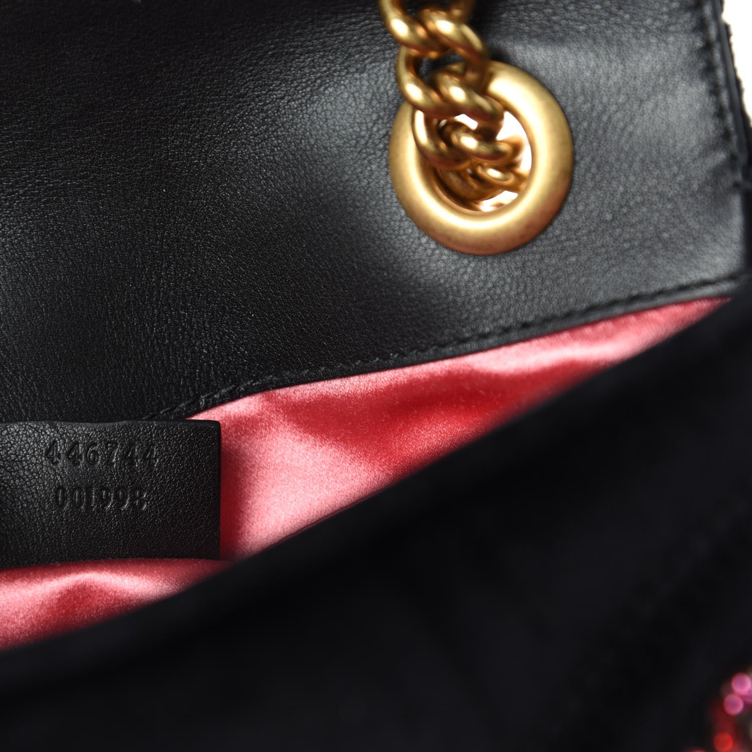Gucci Velvet Matelasse Embroidered Mini GG Marmont Shoulder Bag Black 9 of 10