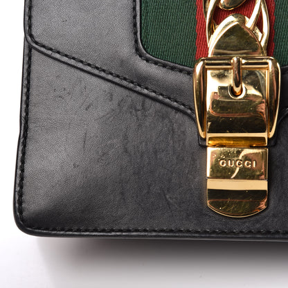 Gucci Calfskin Mini Sylvie Chain Shoulder Bag Black 9 of 19