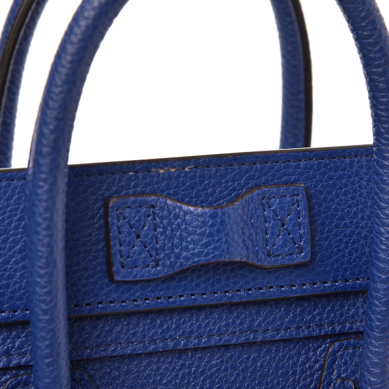 Celine Drummed Calfskin Nano Luggage Indigo 9 of 10