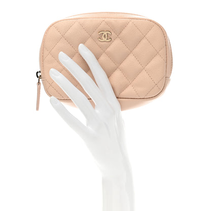 Chanel Caviar Quilted Small Curvy Pouch Cosmetic Case Light Beige 2 of 7