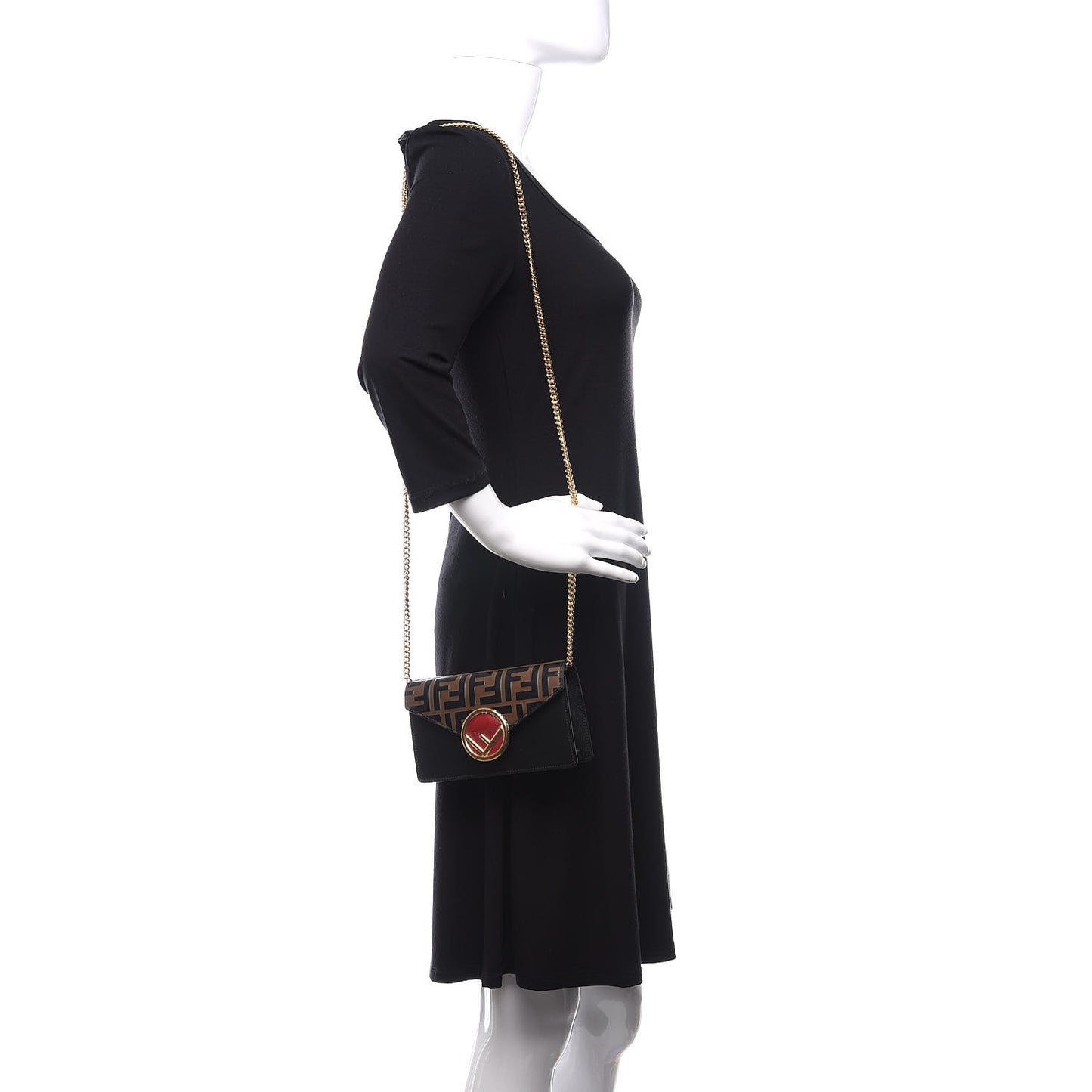 Vitello Cruise F is Fendi Bi-Color FF 1974 Embossed Envelope Belt Bag Maya Black