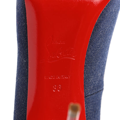 Christian Louboutin Denim Patent New Very Prive 120 Pumps 36 Blue 6 of 10