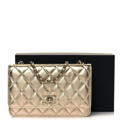 Chanel Metallic Lambskin Quilted Trendy CC Wallet On Chain WOC Gold 14 of 14