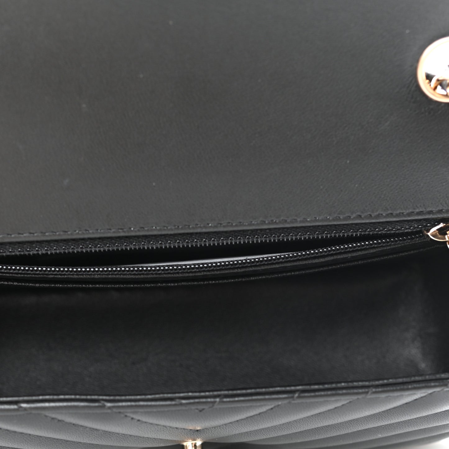 Lambskin Chevron Quilted Mini Rectangular Flap Black