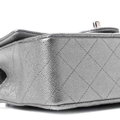 Chanel Metallic Caviar Quilted Mini Top Handle Rectangular Flap Silver 8 of 10