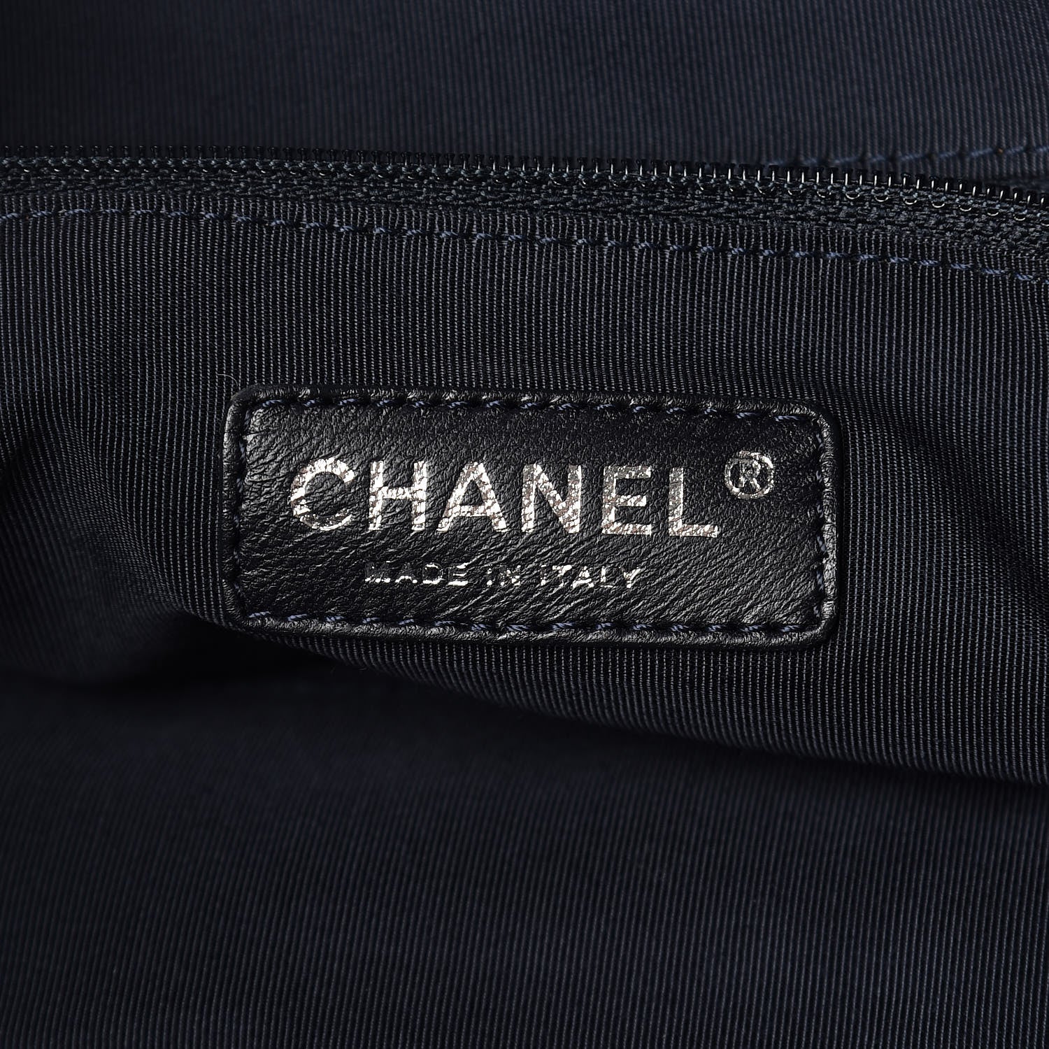 Chanel Lambskin Quilted Lido Shopping Tote Dark Navy Blue 7 of 16