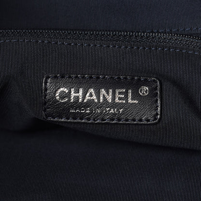 Chanel Lambskin Quilted Lido Shopping Tote Dark Navy Blue 7 of 16