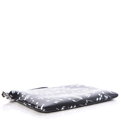 Saint Laurent Calfskin Musical Notes Zip Pouch Black 4 of 12