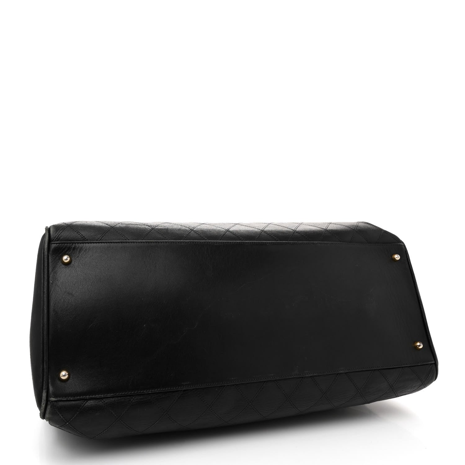 Chanel Calfskin Stitched XL Weekender Black 4 of 15