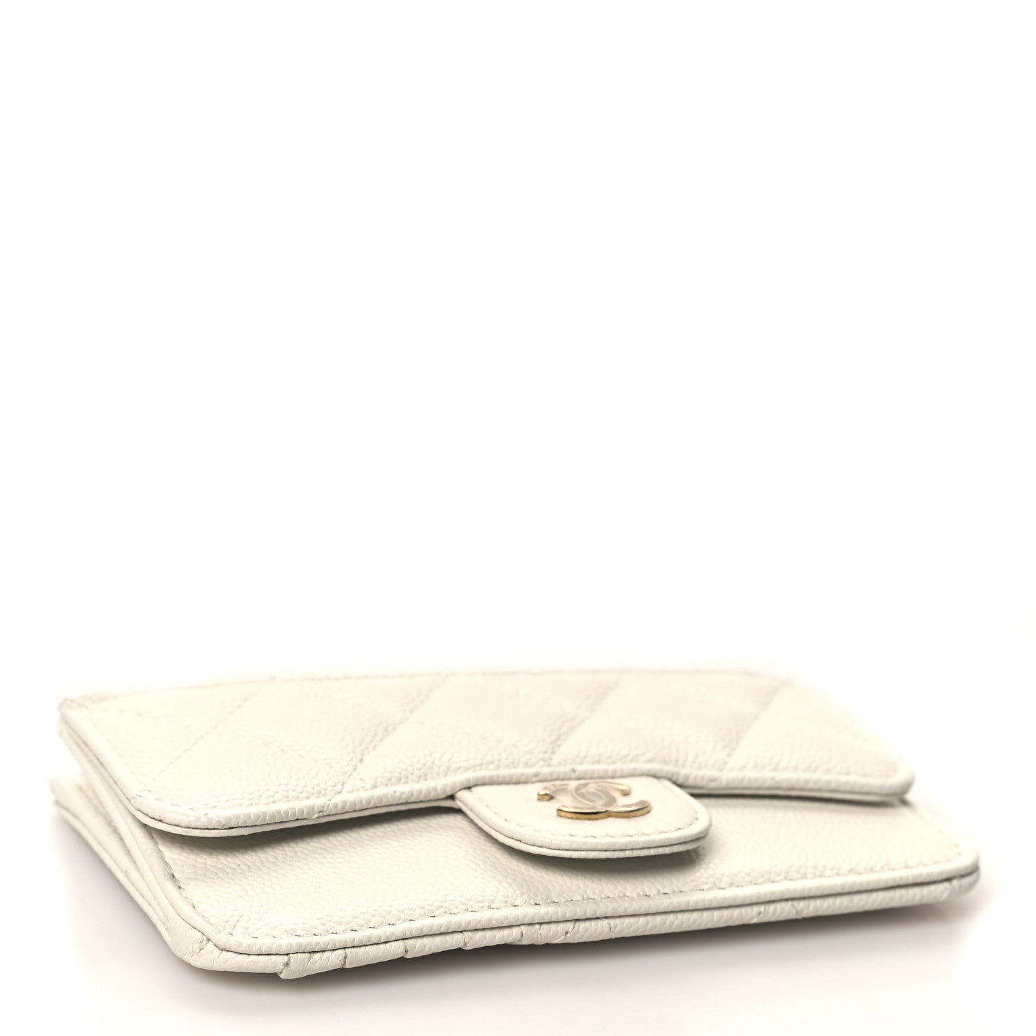 Chanel Caviar Quilted Flap Zip Card Holder White 4 of 8