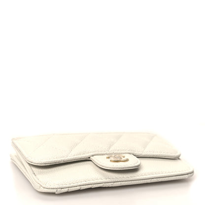 Chanel Caviar Quilted Flap Zip Card Holder White 4 of 8
