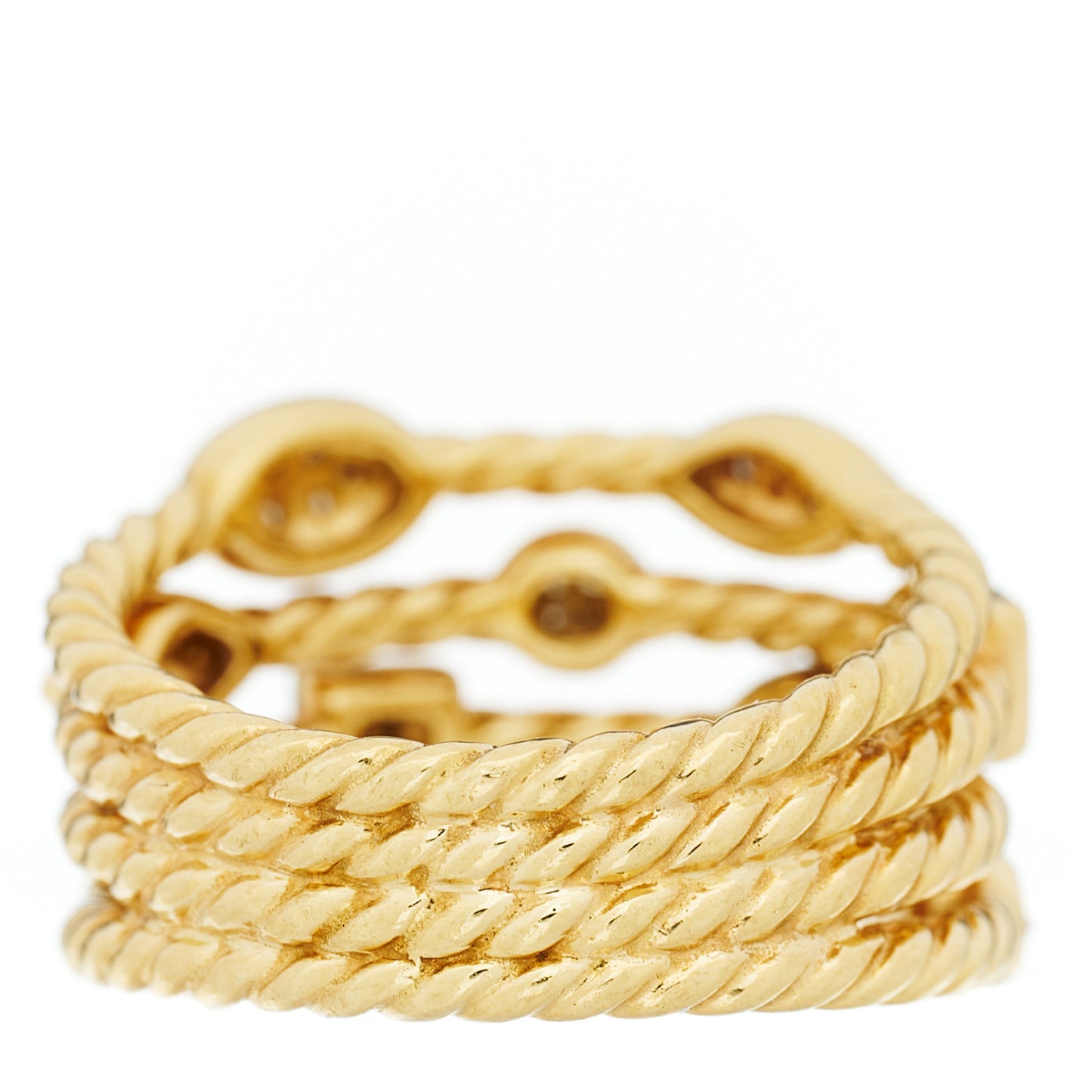 18K Yellow Gold Diamond Four-Row Confetti Ring 57 8