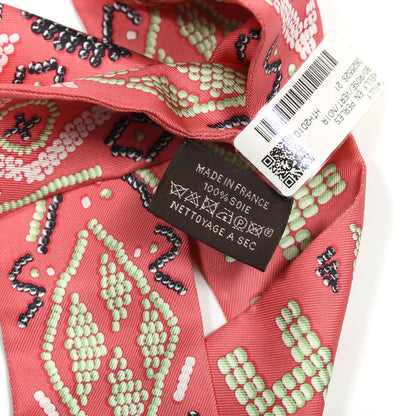 Hermes Silk Kelly En Perles Twilly Rose Vert Black 4 of 4