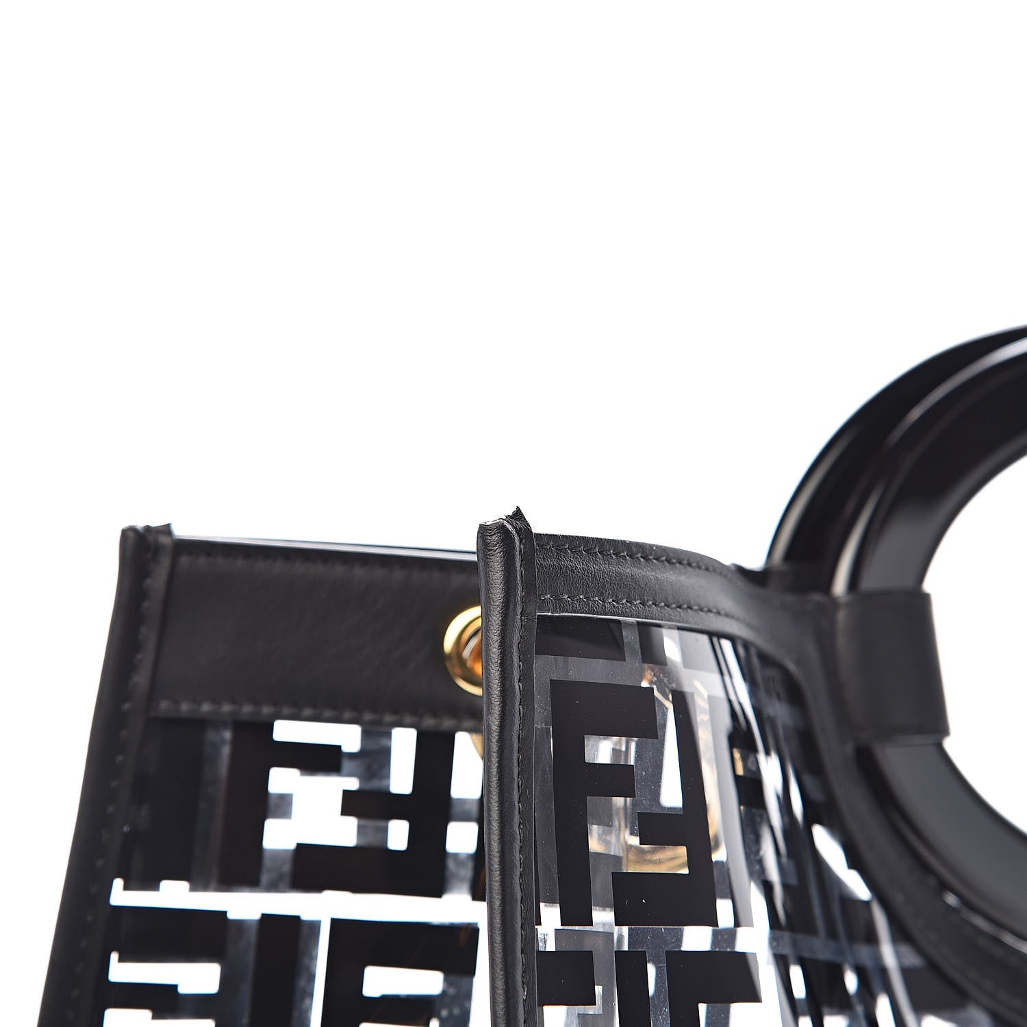 Fendi TPU FF Vitello Century Plexiglass Large Runaway Shopper Tote Black 8 of 12
