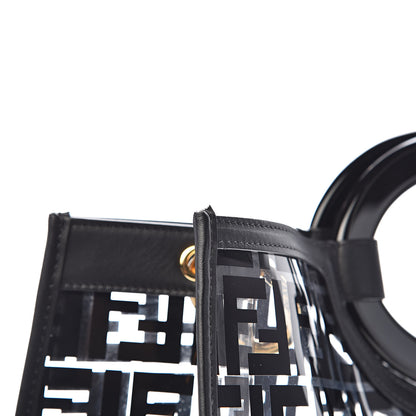 Fendi TPU FF Vitello Century Plexiglass Large Runaway Shopper Tote Black 8 of 12