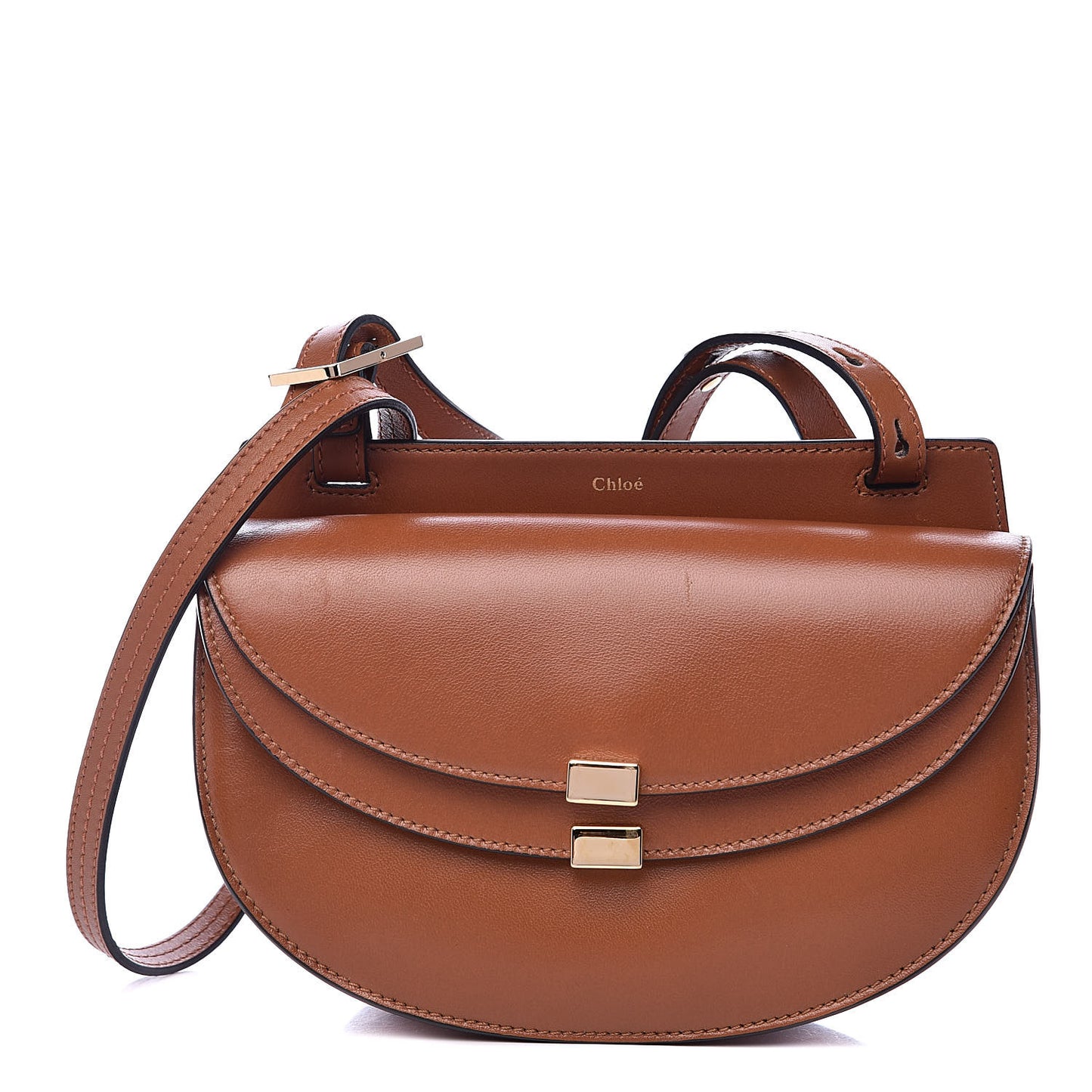 Calfskin Mini Georgia Crossbody Bag Caramel