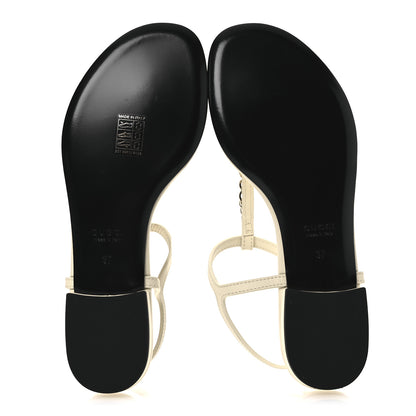 Gucci Sierra Calfskin Signoria Thong Sandals 37 New Ivoire 7 of 10