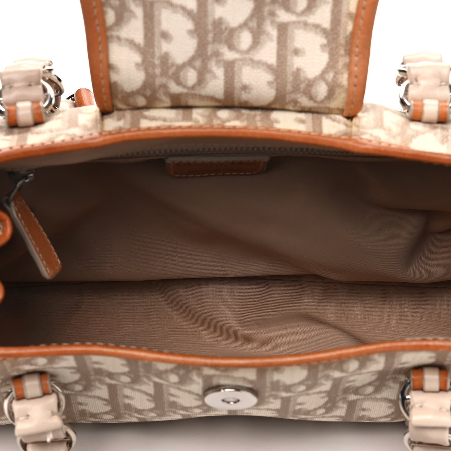Christian Dior Monogram Romantique Trotter Flap Bag Beige 4 of 8